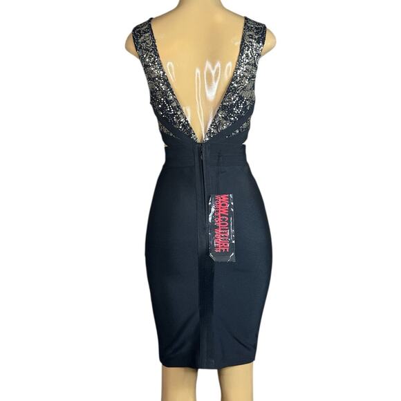 WOW Couture Black Eyelash Lace Cutout Bandage Dress Size Medium NWT - Picture 7 of 10